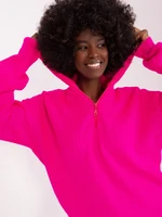 Fluo pink loose sweater with cuffs