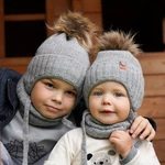 AGBO Boy's winter set: hat and tube scarf black Dominik with pompom