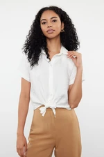 Trendyol Ecru Tie-Up Woven Shirt