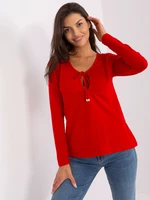 RUE PARIS red basic blouse with long sleeves