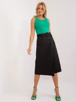 Black midi cargo skirt with pockets