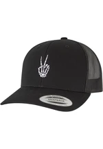 Bones Hand Peace Retro Trucker Cap Black