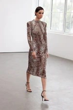 Trendyol Limited Edition Multicolored Leopard Print Chic Evening Dress