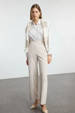 Trendyol Beige Wide Leg High Waist Woven Trousers