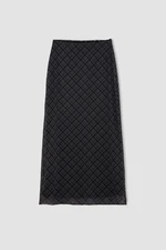 DEFACTO Coool A Cut Patterned High Waist Lined Tulle Maxi Skirt