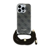 Zadní kryt Guess IML 4G Printed Crossbody popruh pro Apple iPhone 16 Pro, hnědá