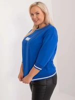 Cobalt blue plus size blouse with appliqué