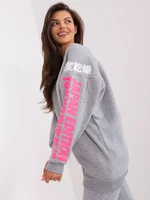 Grey women's oversize sweatshirt with slogans