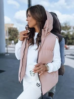 Women's quilted vest with hood POPLAR pink Dstreet