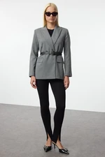 Trendyol Gray Belted Woven Blazer Jacket