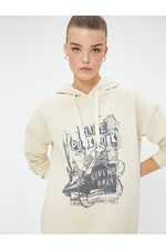 Koton Hooded Sweatshirt Slogan Printed Comfortable Fit Long Sleeve