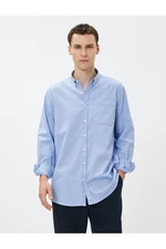 Koton Basic Shirt Loose Cut Classic Collar Pocket Detailed Cotton Non Iron