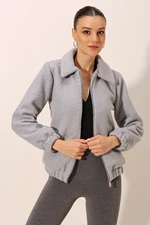 Bigdart 5175 Oversize Boucle Jacket - Gray