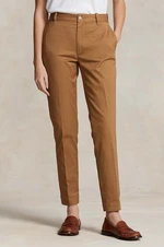 Kalhoty Polo Ralph Lauren dámské, béžová barva, jednoduché, high waist, 211890343