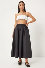 Happiness İstanbul Women's Black Linen Blend Maxi Skirt