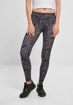 Női leggings AOP hibiszkusz fekete