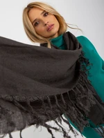 Women's dark gray scarf with fringe