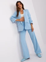 Light blue women's blazer with 3/4 sleeves