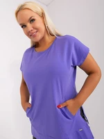 Plus Size Purple Basic Cotton Blouse