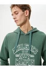 Koton College Printed Hoodie Hooded Kangaroo Pocket Detail