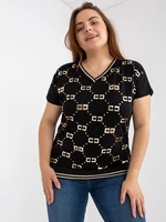 Black blouse plus size with V-neck