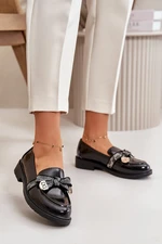 Patent leather women's moccasins with bow S.Barski