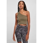 Women's cropped asymmetrical khaki top