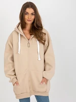 Beige basic long hoodie