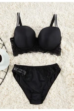 Trendyol Curve Black Lace Stoned Soft Underwear Sets