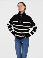 Cream-black striped sweater VERO MODA Saba - Women's