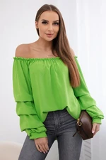 Spanish blouse with decorative sleeves bright green