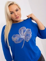 Cobalt blue women's oversized blouse with print