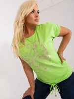 Light green women's blouse plus size with slogan