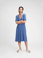 GAP Šaty three-quarter sleeve midi dress Modrá