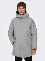 Grey men's winter parka ONLY & SONS Carl - Men's