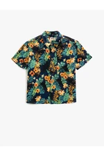 Koton Short Sleeve Shirt Floral Single Pocket Detailed