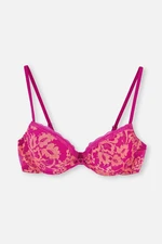 Dagi Pink Heart Detailed Covered Lace Bra