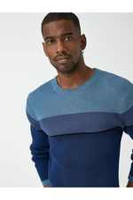 Koton Basic Knitwear Sweater Crew Neck Color Block