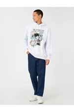 Koton Hooded Oversize Sweatshirt Raised Skull Printed