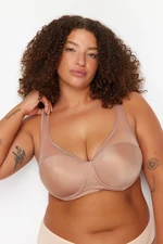 Trendyol Curve Mink Hard Covered Mesh Detailed Gathering Ironable Plus Size Bra