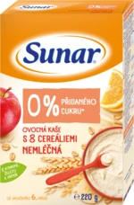 SUNAR ovocná nemliečna kaša s 8 cereáliami 1 x 220 g