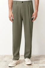 Trendyol Khaki Pleated Classic Baggy Fit Fabric Trousers