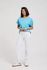 Women's summer trousers made of viscose MOODO - white