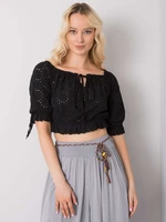 OH BELLA Black openwork top