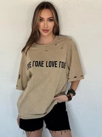 Women's T-shirt with print BONGANIR beige Dstreet