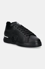 Kožené sneakers boty Philipp Plein Nappa Lo-Top Fur Hexagon černá barva, USC0691 PLE075N 0202