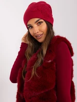 Burgundy women's beanie with rhinestones