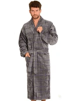 Bathrobe De Lafense 803 M-2XL men's grey-checkered 093