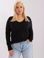 Black fitted plus size knit sweater