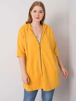 Dark yellow women's sweatshirt in larger size with zip fastening